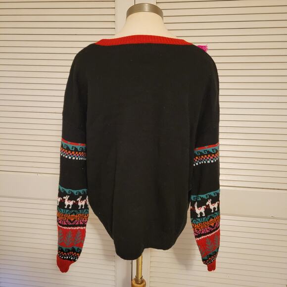 Alpaca Christmas Sweater Tassel Trim Holiday Time XL 16 18 Oversized Festive - Picture 4 of 8
